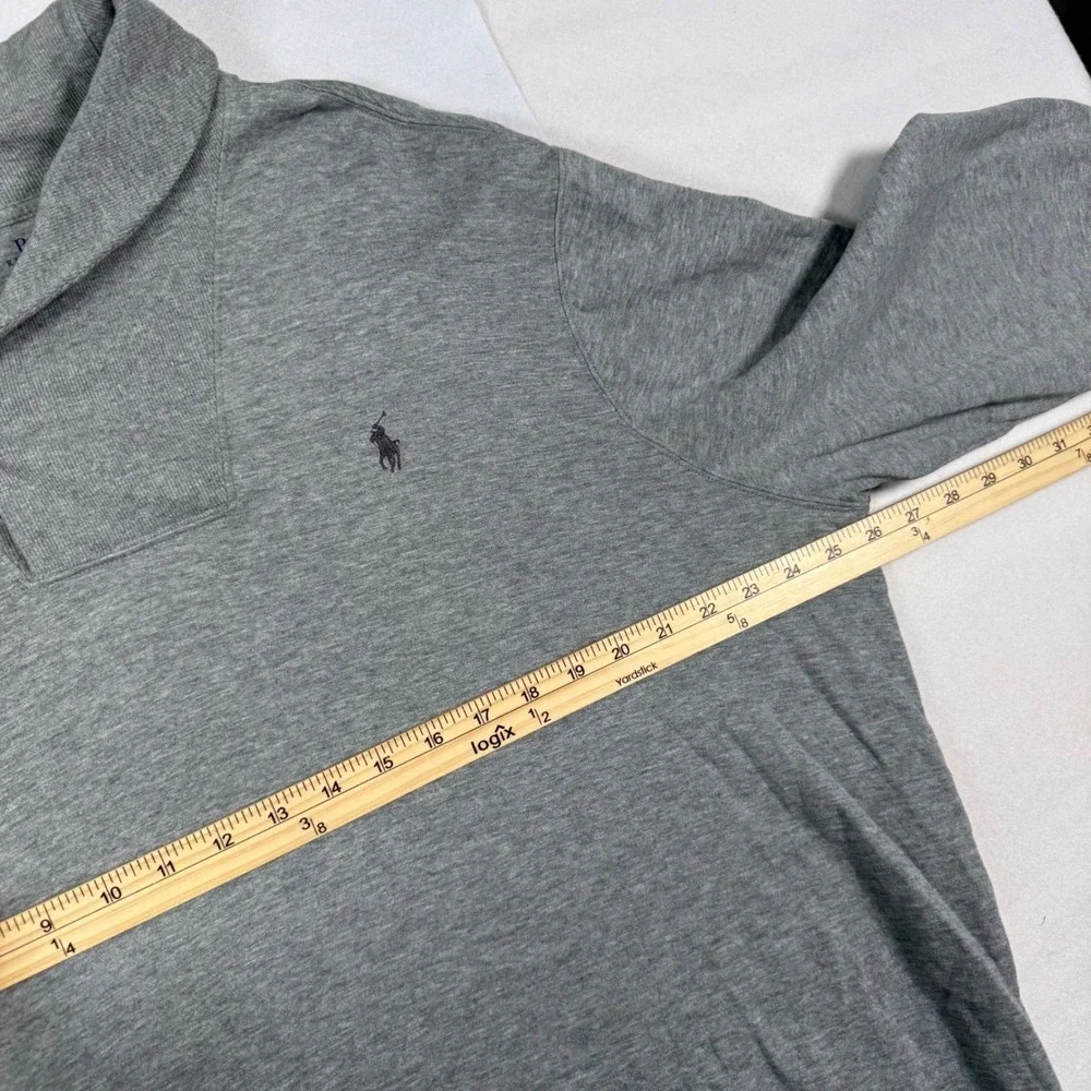 Polo Ralph Lauren Mens XL Gray Shawl Collar Pullover Preppy Sweater Cotton Blend